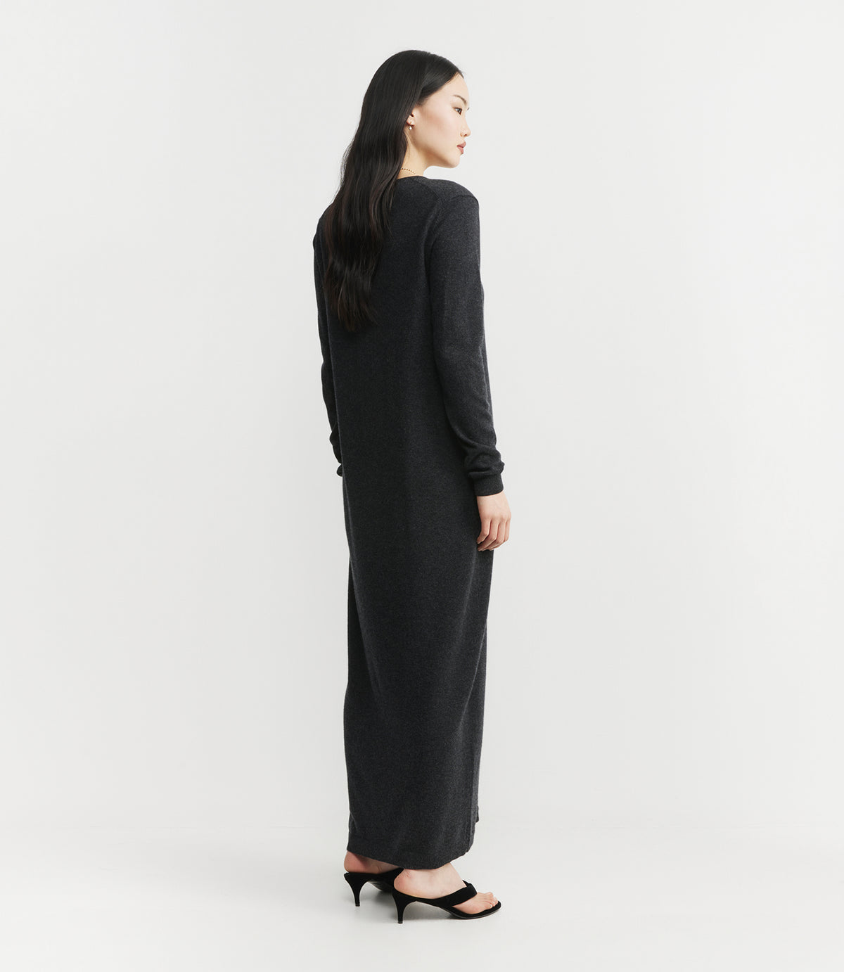 Cashmere Crew Dress - Carbon