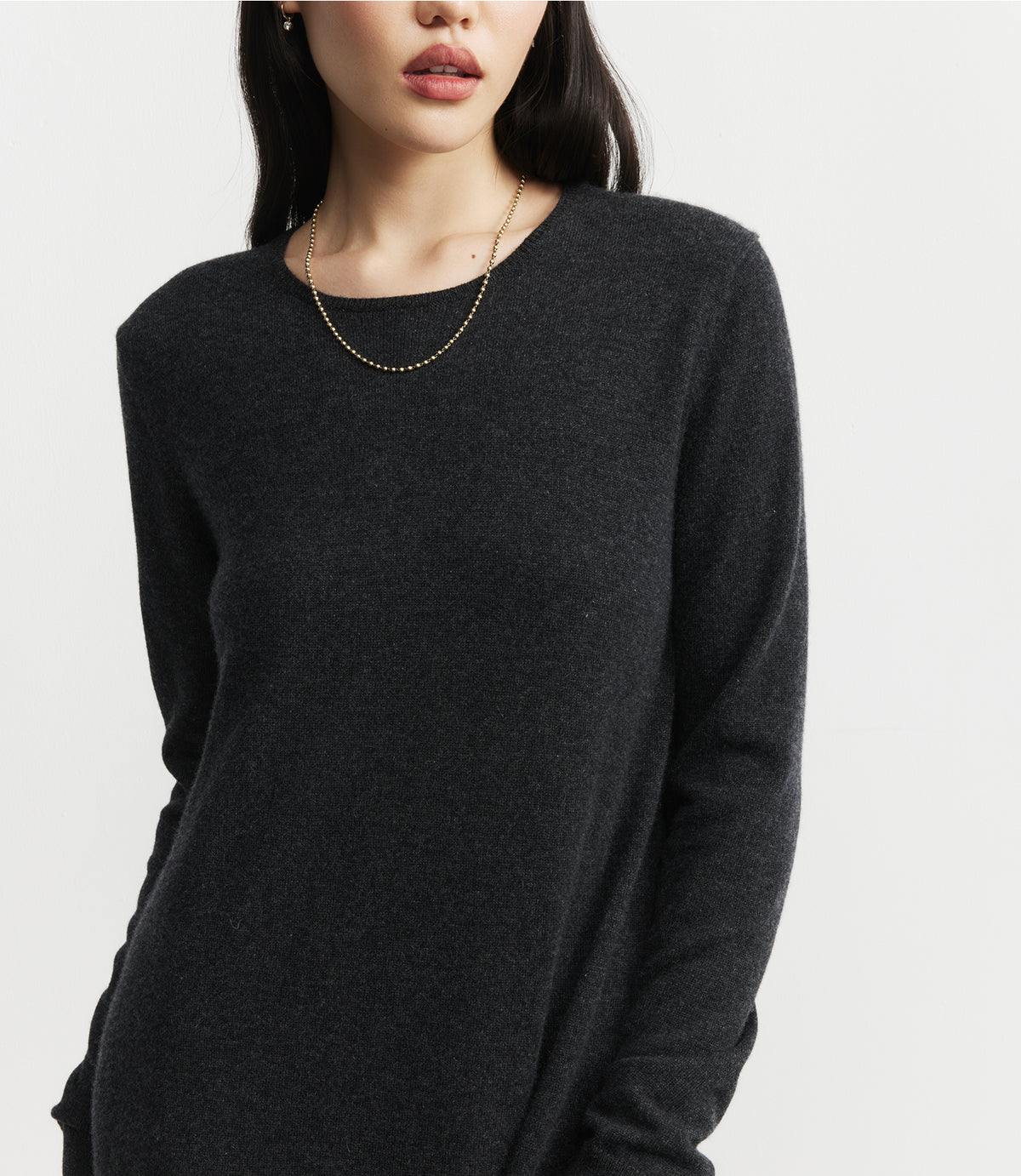 Cashmere Crew Dress - Carbon