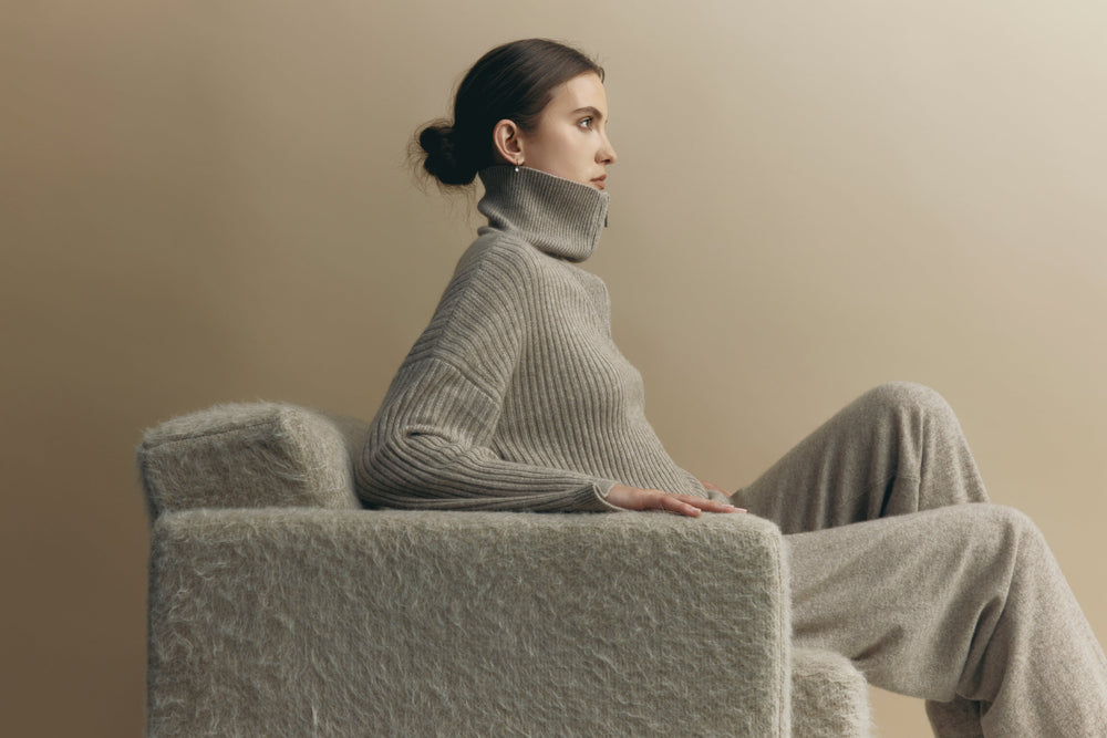 Cashmere Ribbed Quarter Zip
