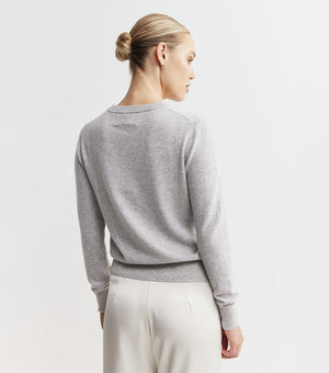 Essential Cashmere Rib Crew Sweater - Grey Melange