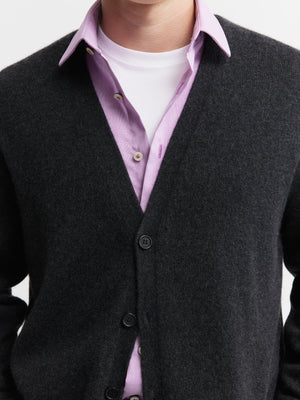 Mens Relaxed Cashmere Cardigan - Graphite