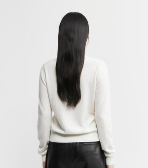 Essential Cashmere Crew Cardigan - White