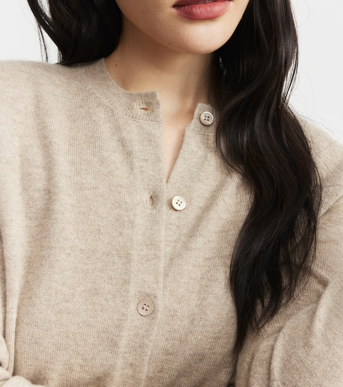 Essential Cashmere Crew Cardigan - Birch