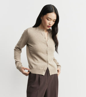 Essential Cashmere Crew Cardigan - Birch
