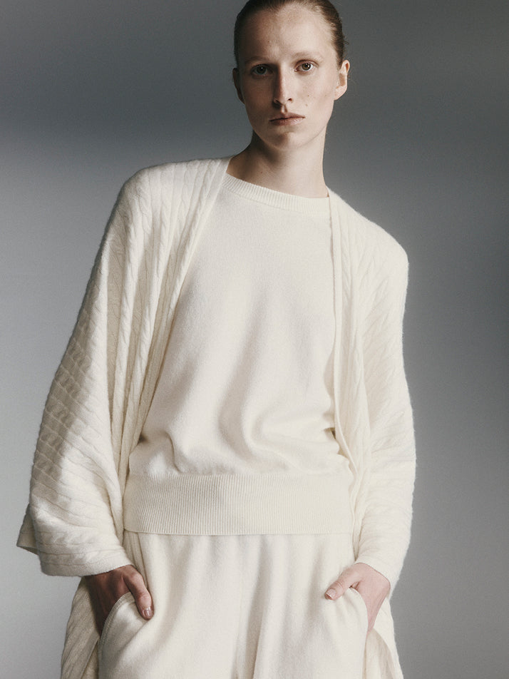 Essential Cashmere Rib Crew Sweater - Cream