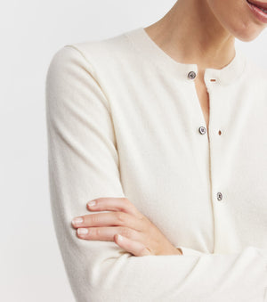 Essential Cashmere Crew Cardigan - Cream