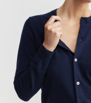 Essential Cashmere Crew Cardigan - Navy