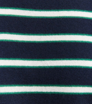 Cashmere Featherweight Oversize Stripe Crew - Navy Stripe