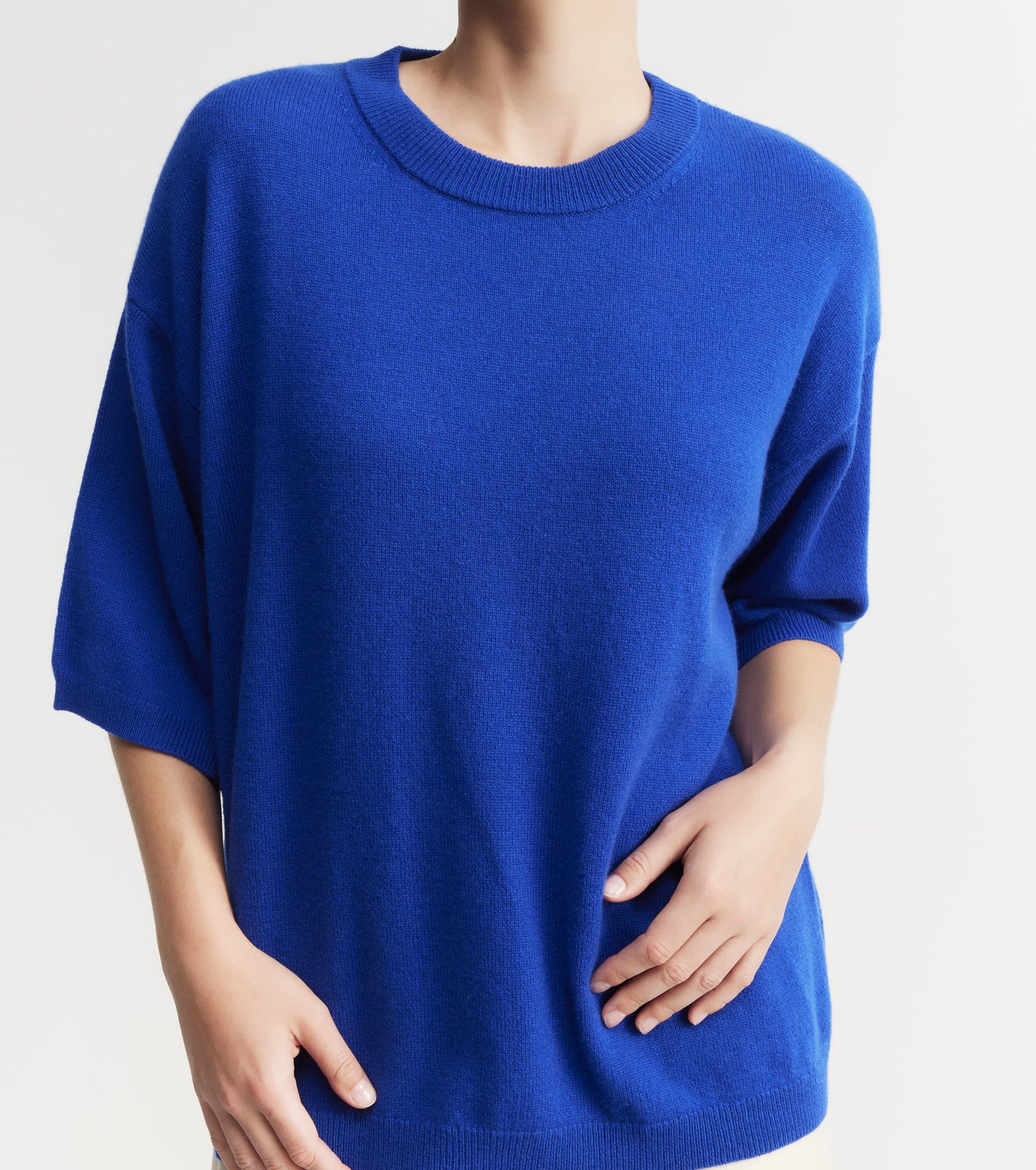 Cashmere Featherweight Oversize Tee - Lapis