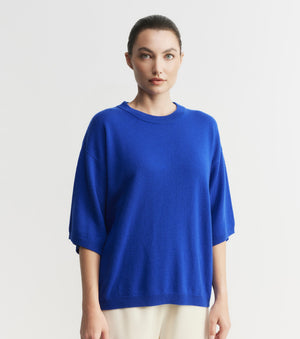 Cashmere Featherweight Oversize Tee - Lapis
