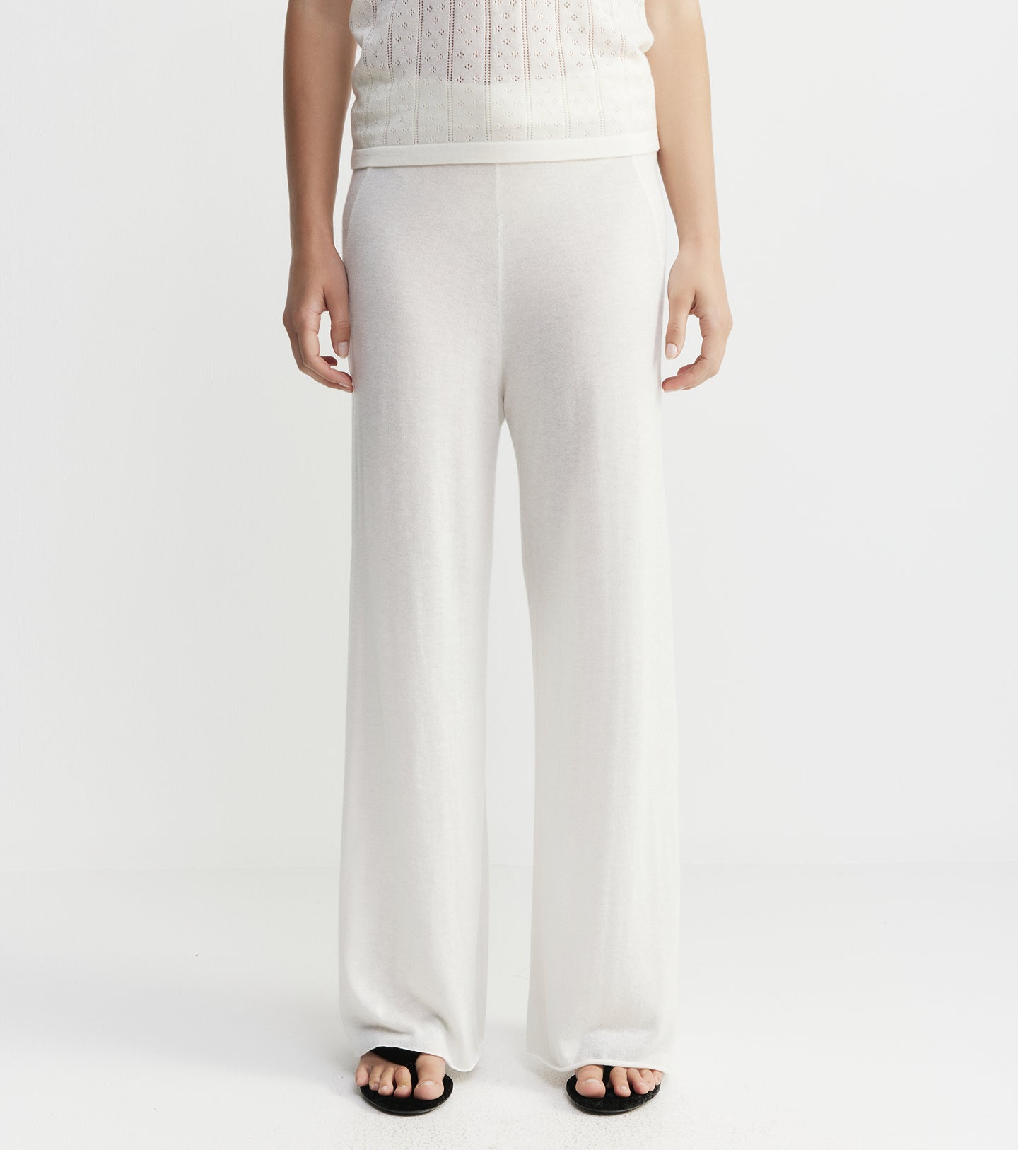 Fine Cashmere Bias Trouser - Ivory
