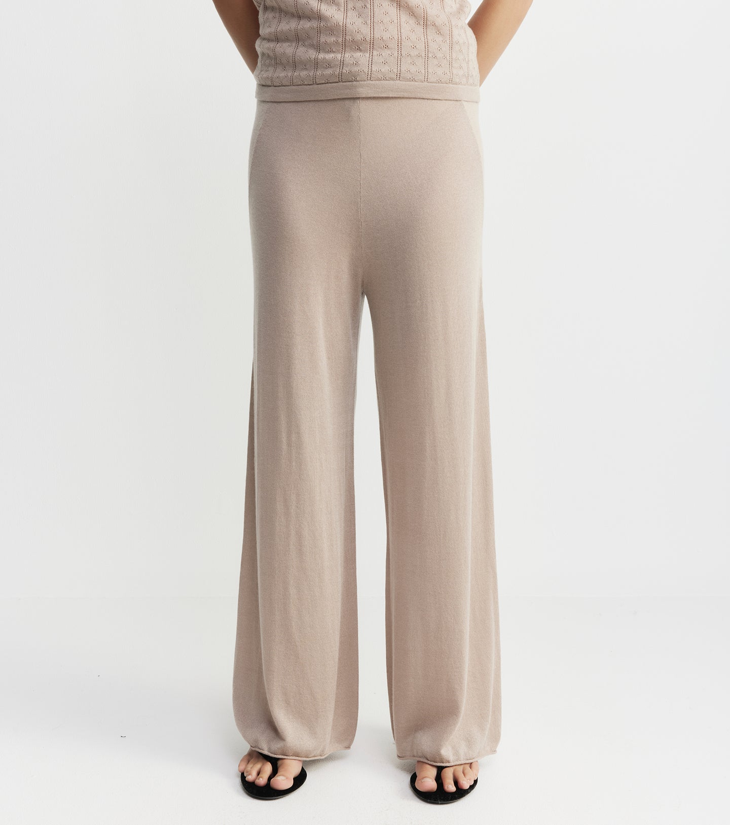 Fine Cashmere Bias Trouser - Taupe
