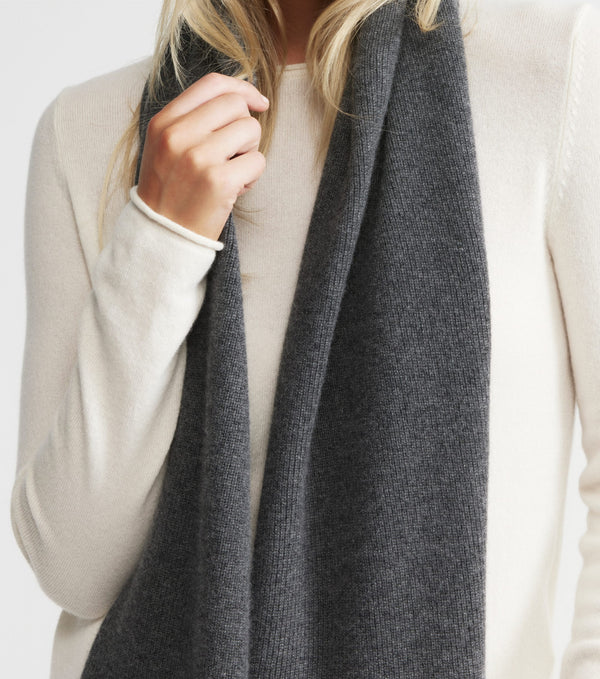 Cashmere Fisherman Rib Scarf - Graphite