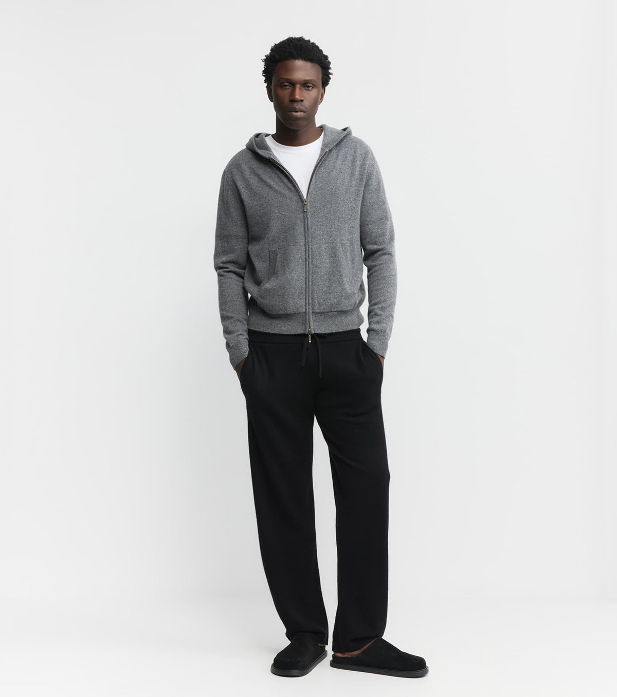 Cashmere Zip Hoodie - Graphite