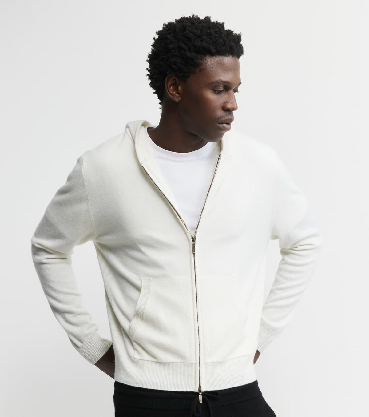 Cashmere Zip Hoodie - White