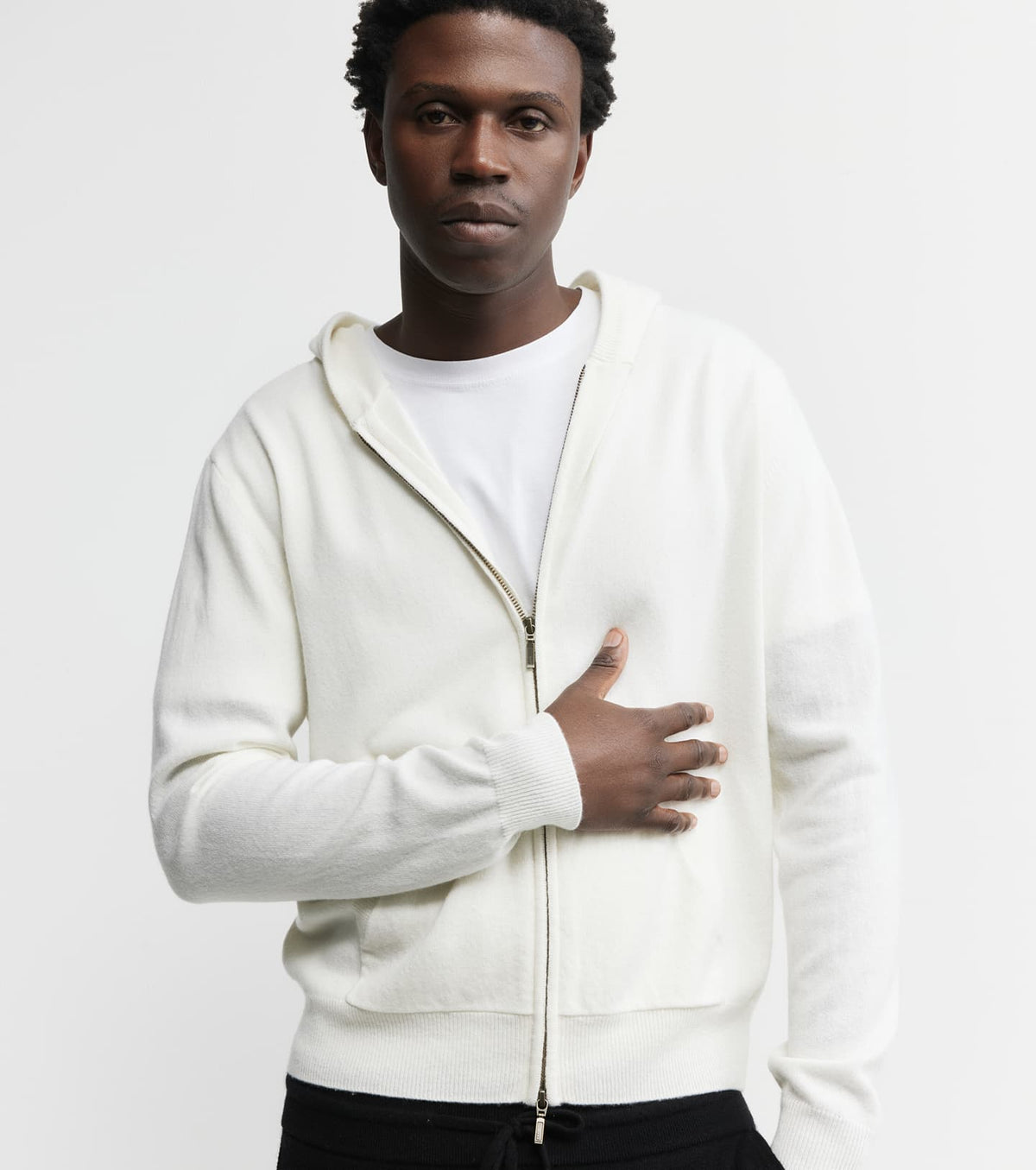 Cashmere Zip Hoodie - White