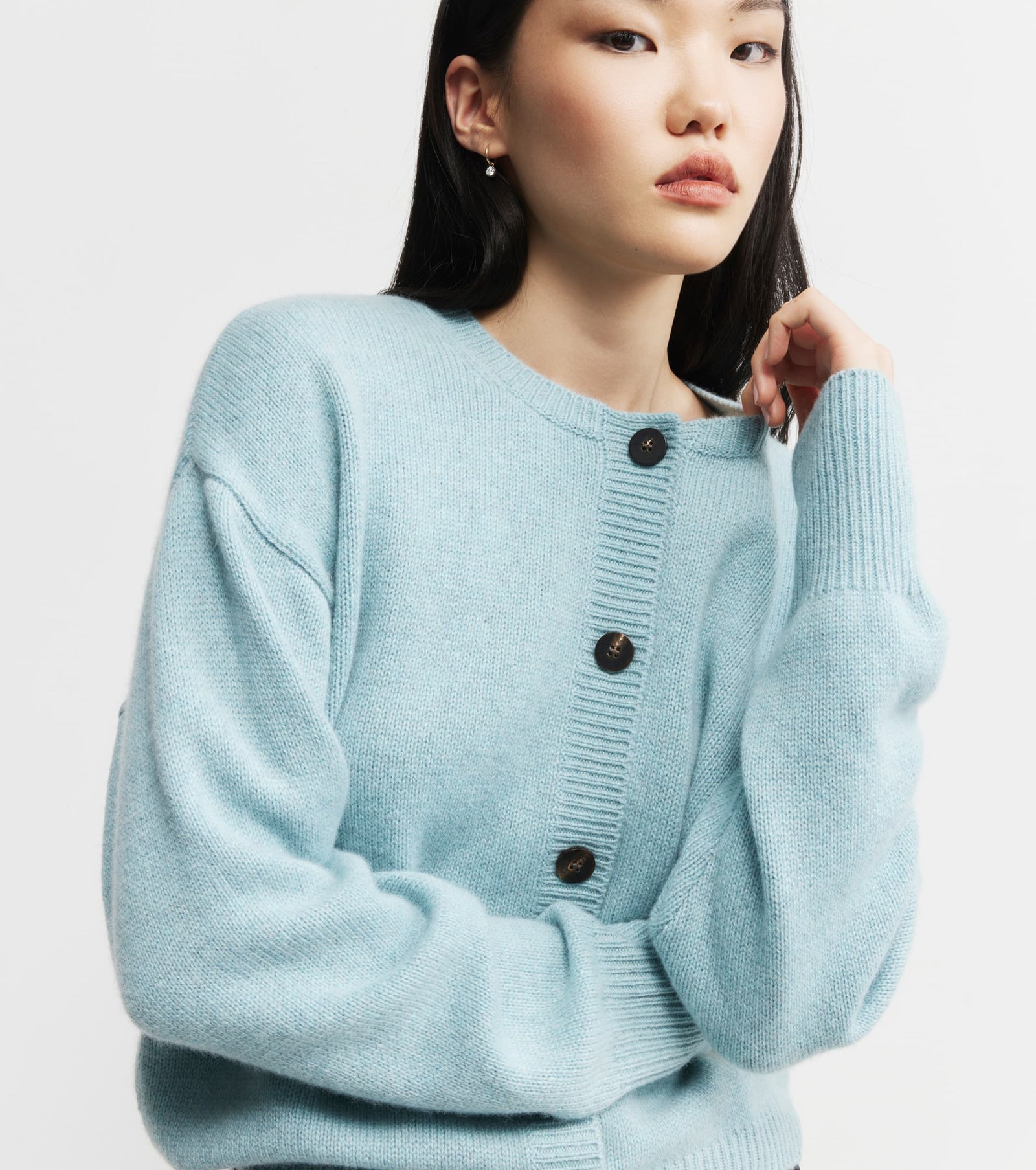 Luxe Relaxed Cashmere Cardigan - Seafoam