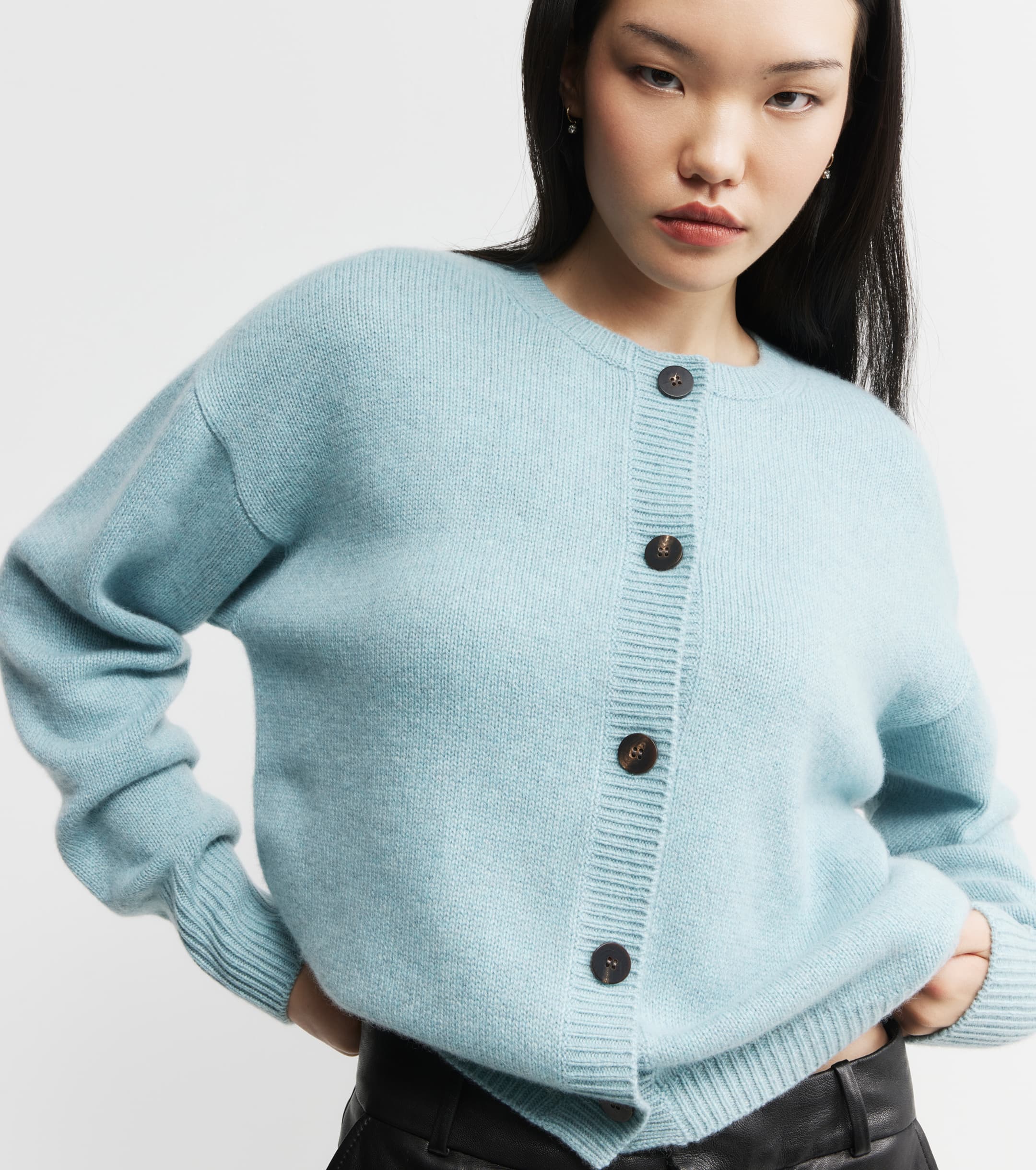 Luxe Relaxed Cashmere Cardigan - Seafoam