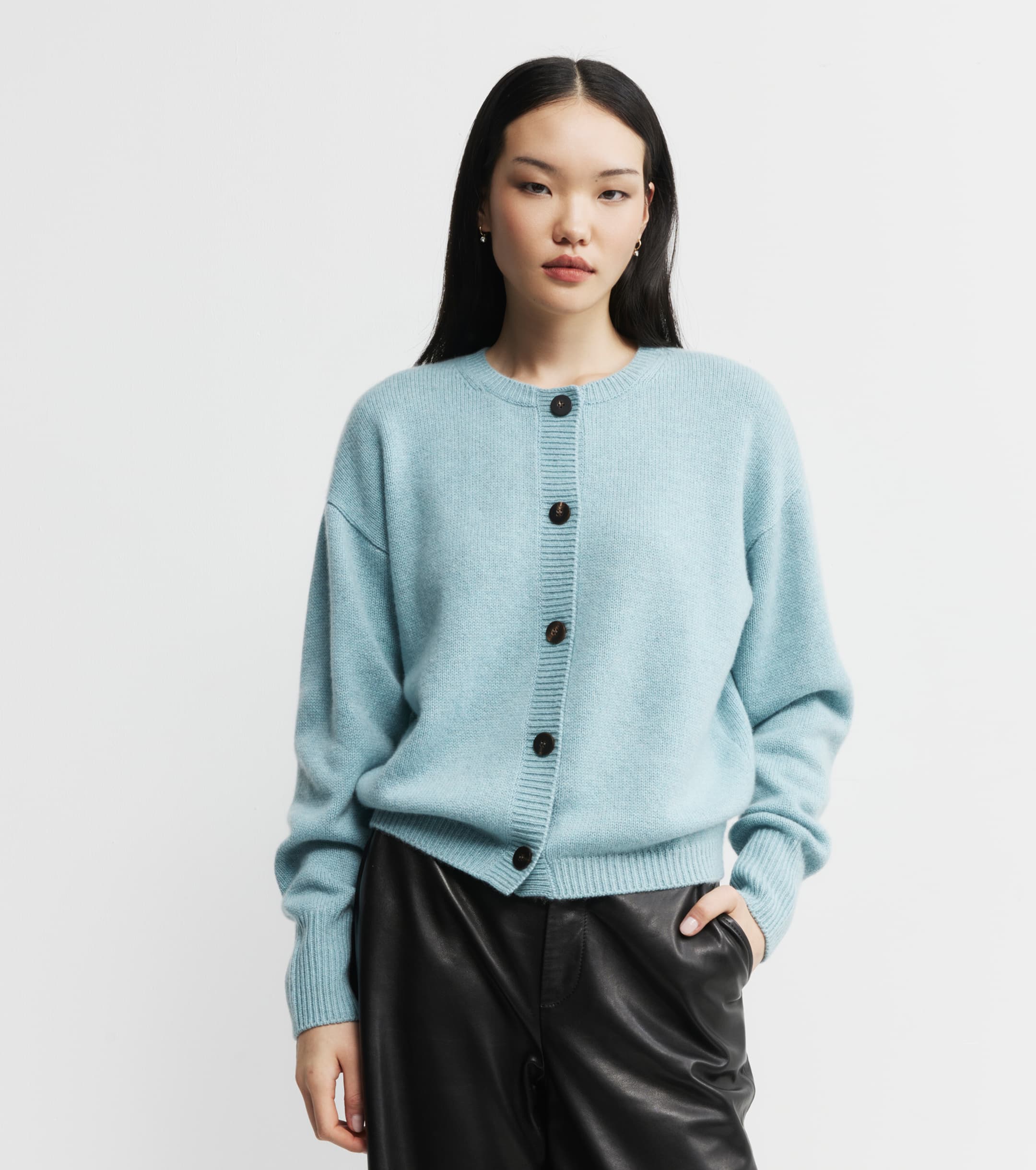 Luxe Relaxed Cashmere Cardigan - Seafoam