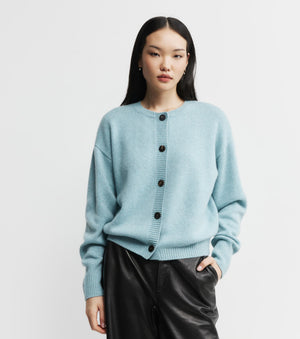 Luxe Relaxed Cashmere Cardigan - Seafoam