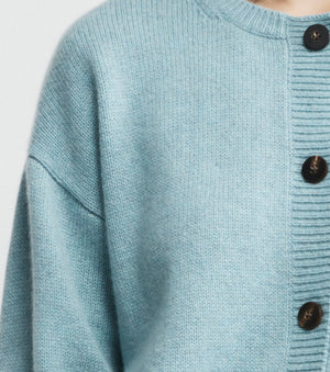 Luxe Relaxed Cashmere Cardigan - Seafoam