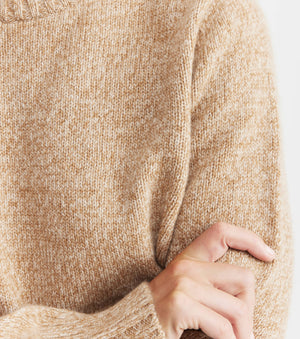 Luxe Cashmere Crew Sweater - Camel Melange