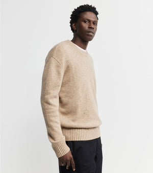 Mens Cashmere Relaxed Crew - Brown Speckle