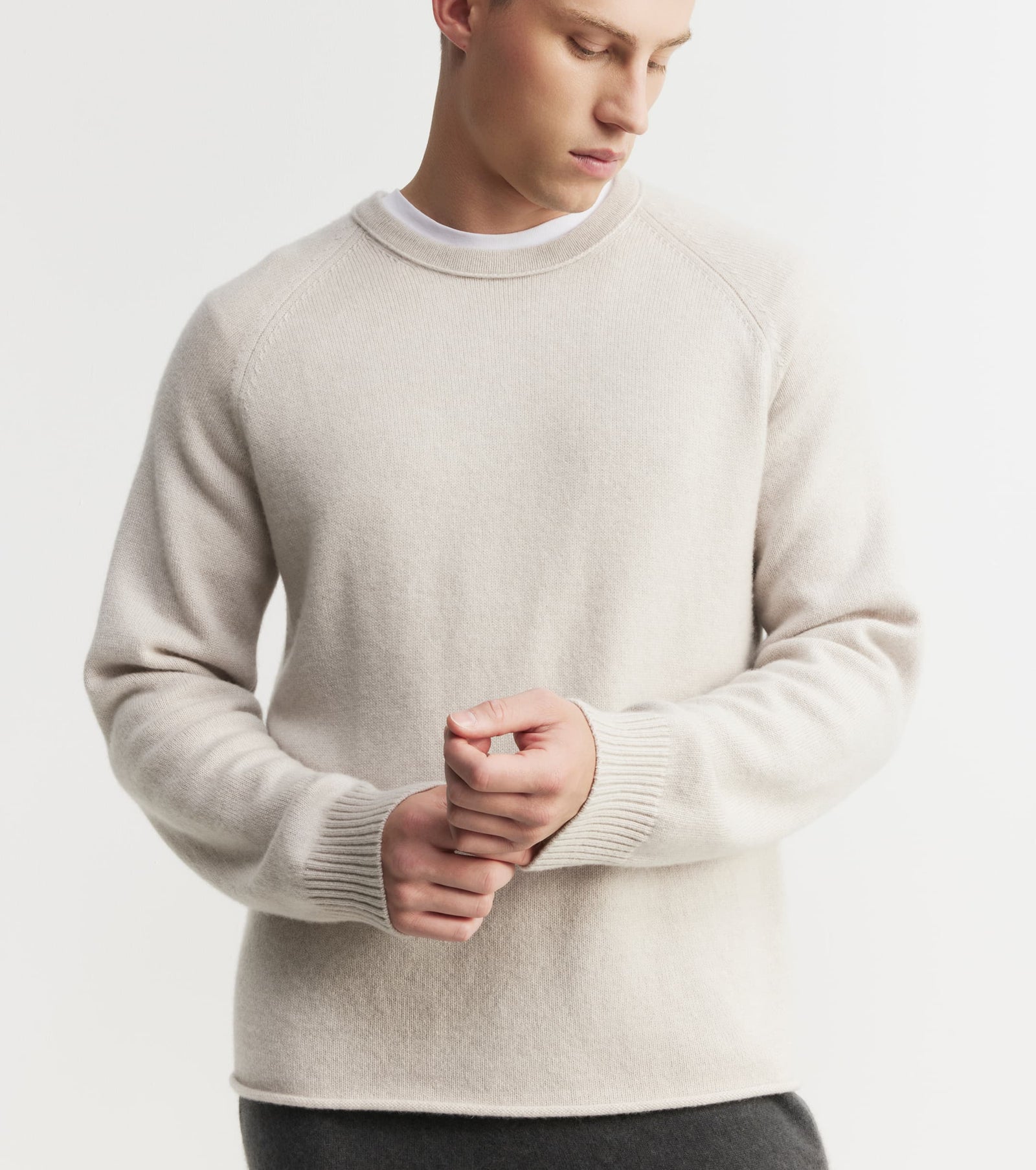 Mens Cloud Cashmere Sweatshirt - Pebble