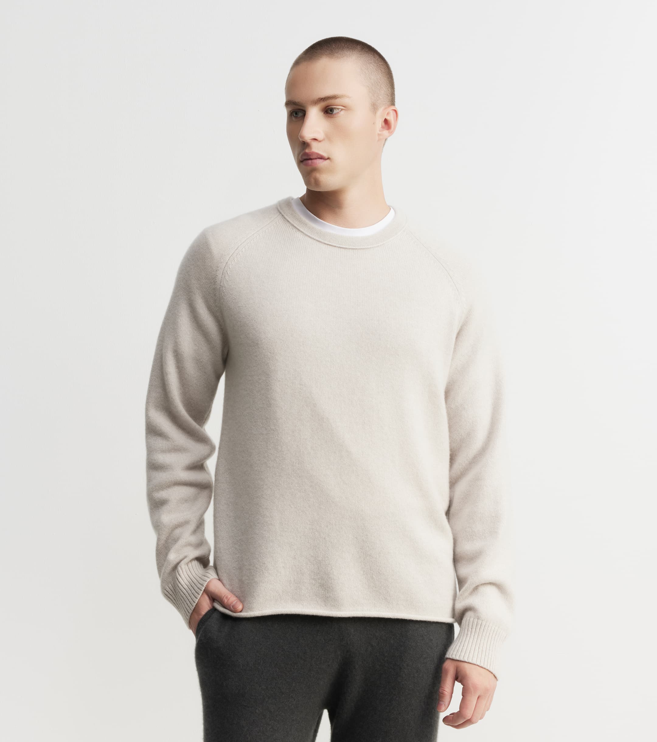 Mens Cloud Cashmere Sweatshirt - Pebble