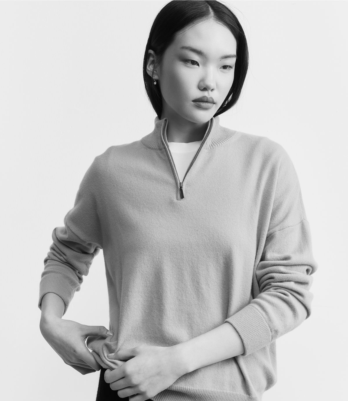 Cashmere Half Zip - Carbon