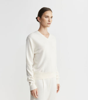 Signature Cashmere V-Neck - Cream