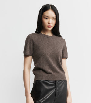 Cashmere Slim Fit Tee - Brown Melange