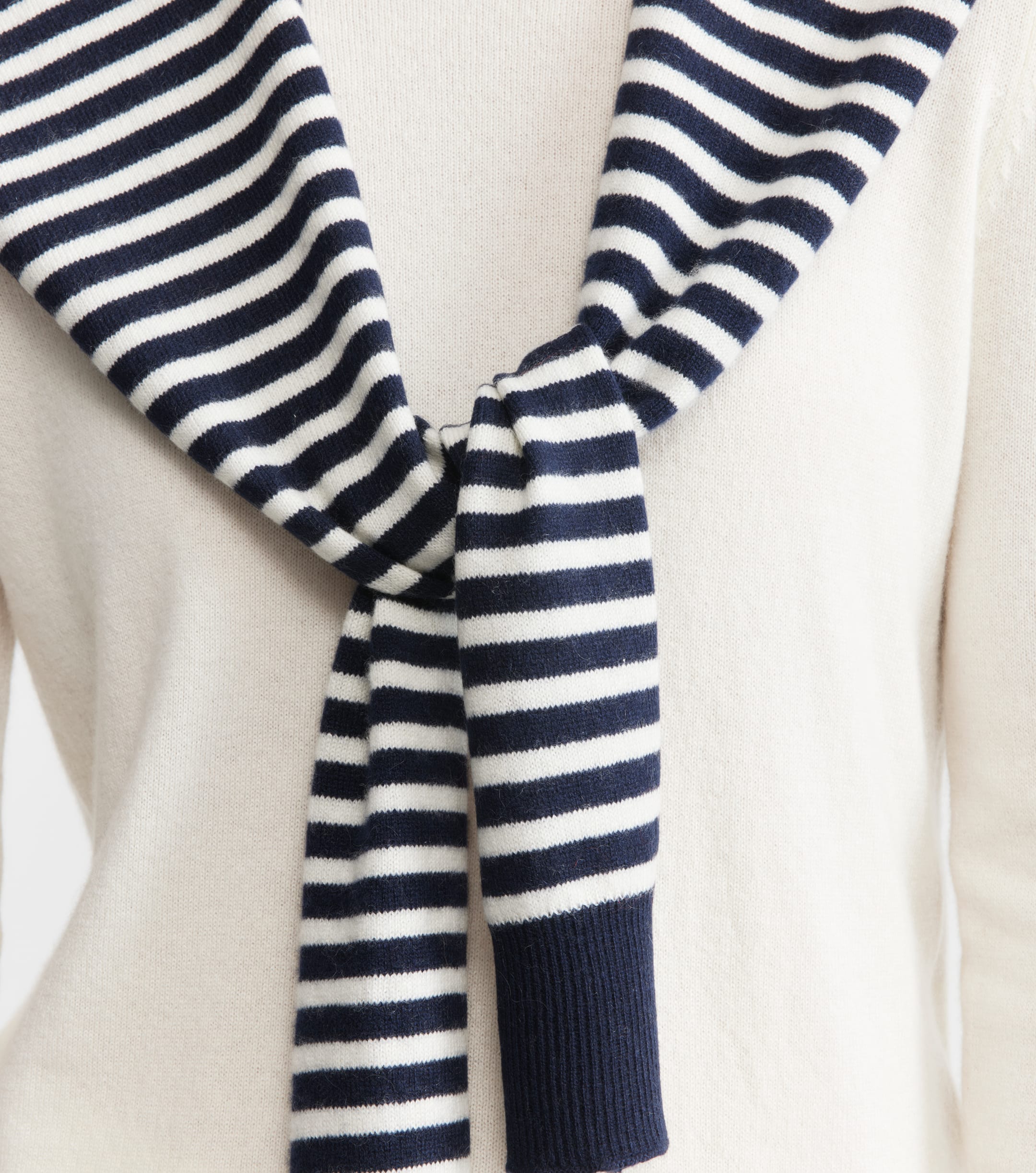 Cashmere Stripe Sweater Scarf - Navy/Cream