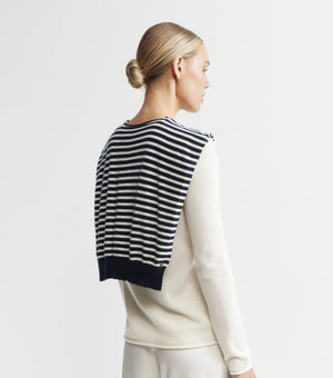 Cashmere Stripe Sweater Scarf - Navy/Cream