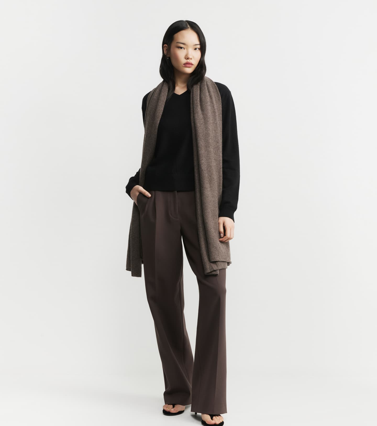 Cashmere Travel Wrap - Brown Melange