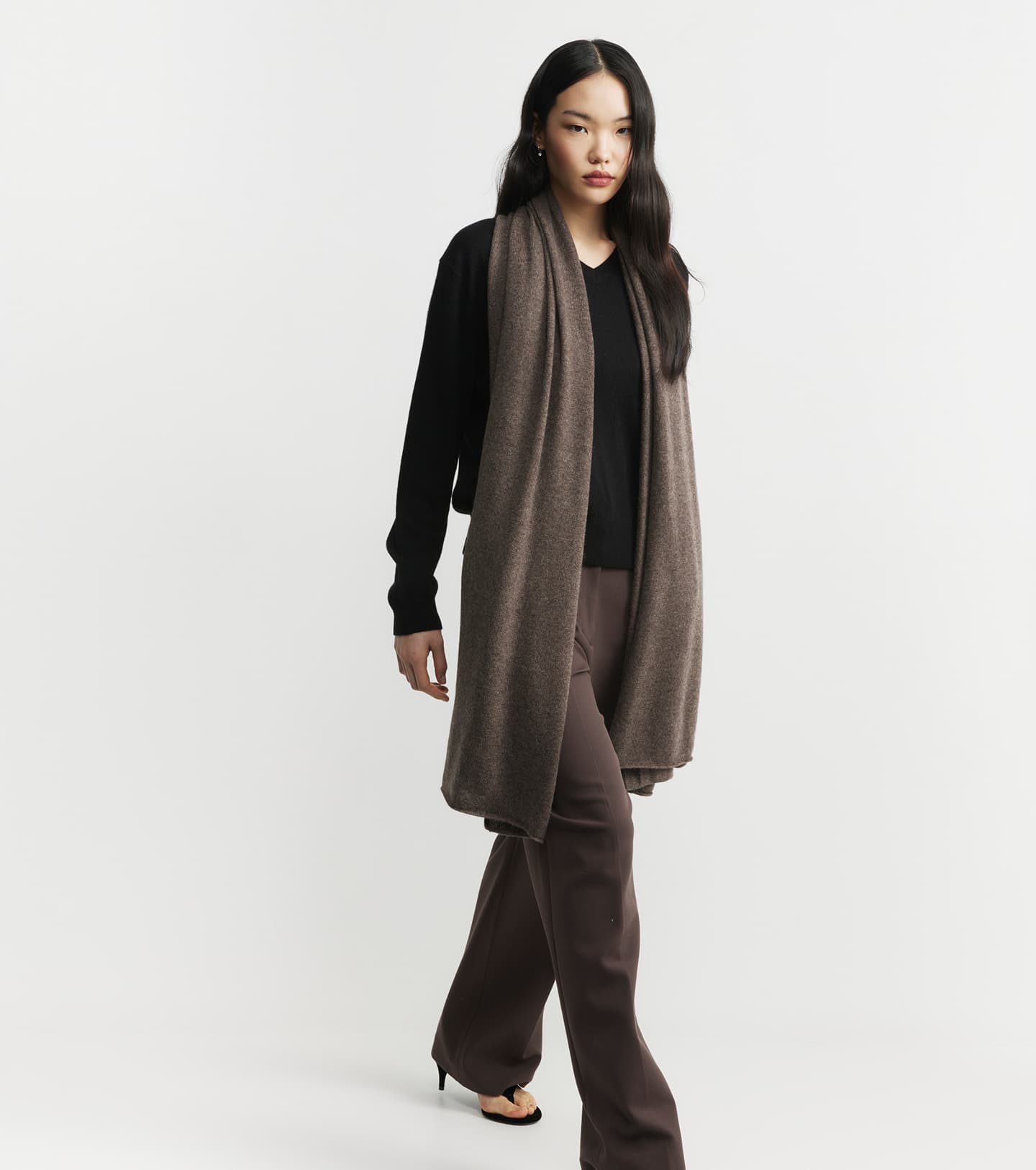 Cashmere Travel Wrap - Brown Melange