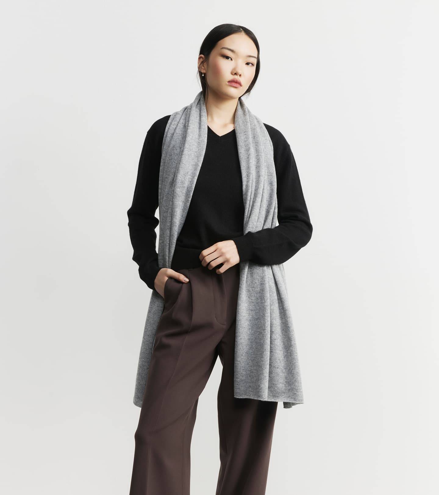 Cashmere Travel Wrap - Dark Grey Melange