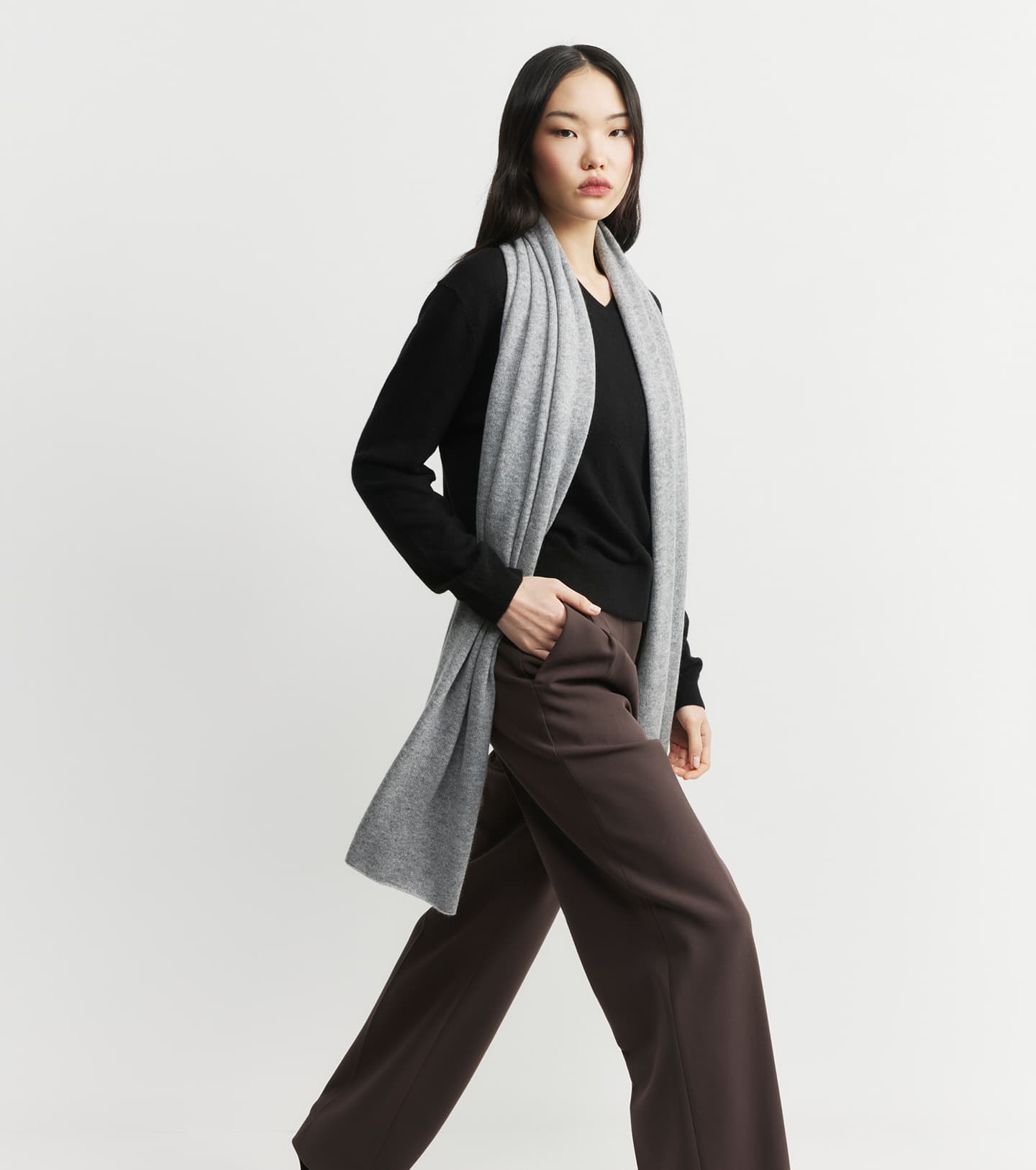 Cashmere Travel Wrap - Dark Grey Melange