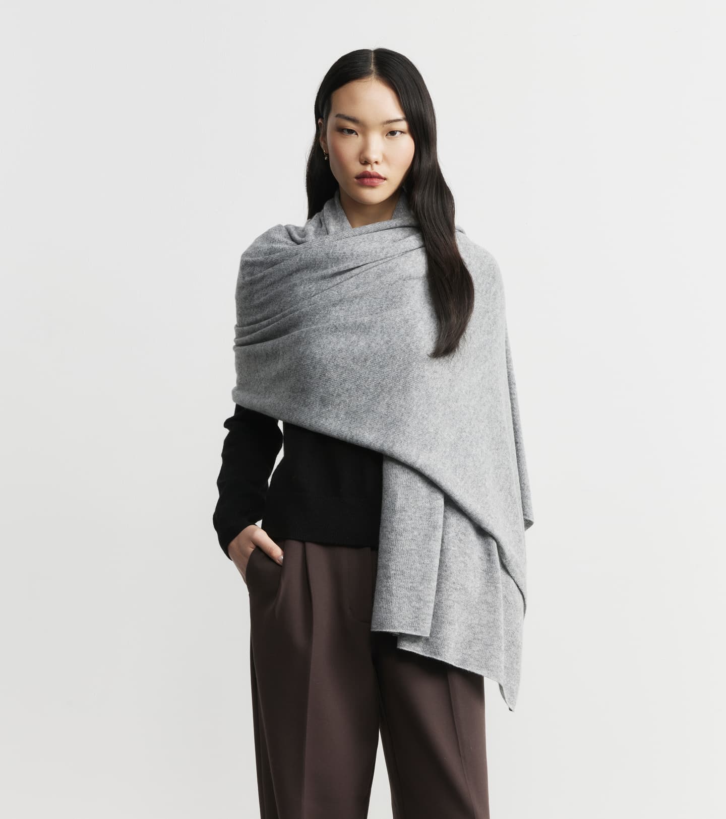 Cashmere Travel Wrap - Dark Grey Melange