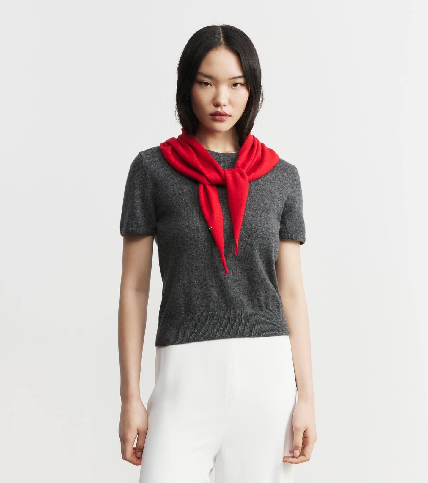 Cashmere Triangle Scarf - Red