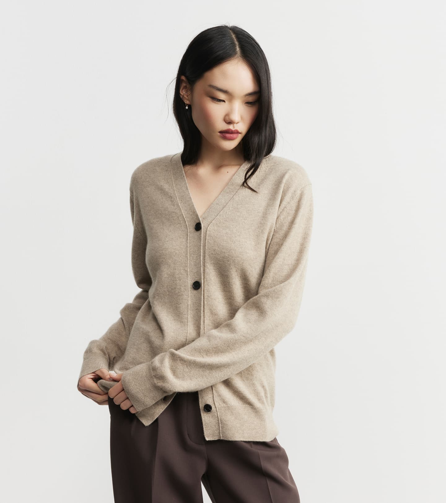Essential Cashmere V Cardigan - Birch