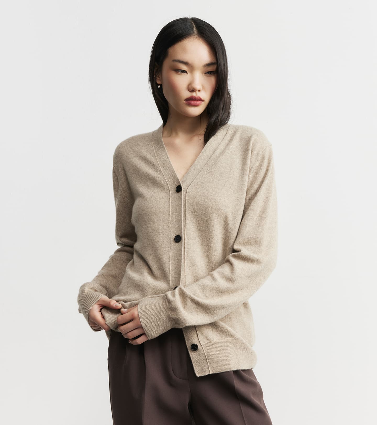 Essential Cashmere V Cardigan - Birch
