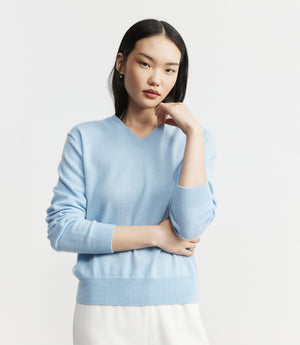 Signature Cashmere V-Neck - Sky Blue