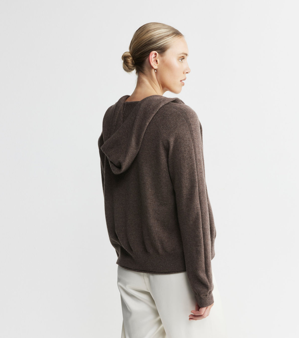 Essential Cashmere Zip Hoodie - Brown Melange