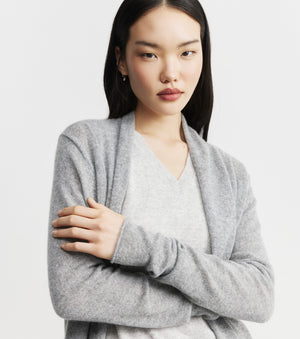 Featherweight Cashmere Cardigan - Dark Grey Melange