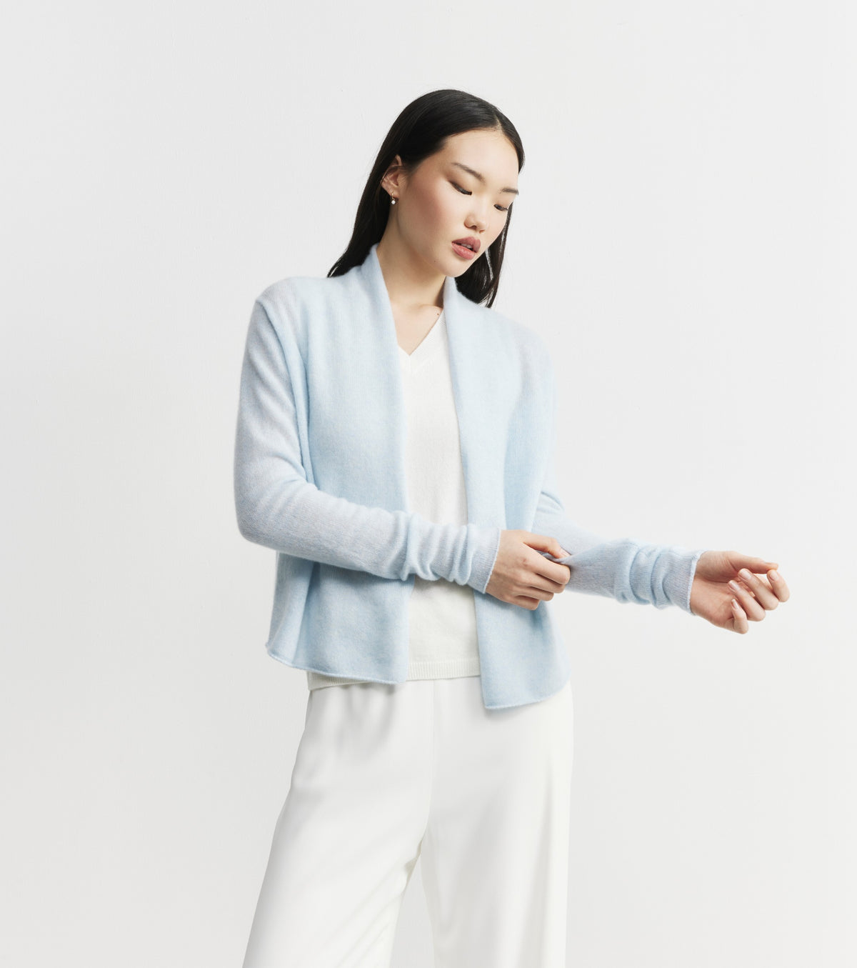 Featherweight Cashmere Cardigan - Sky Melange