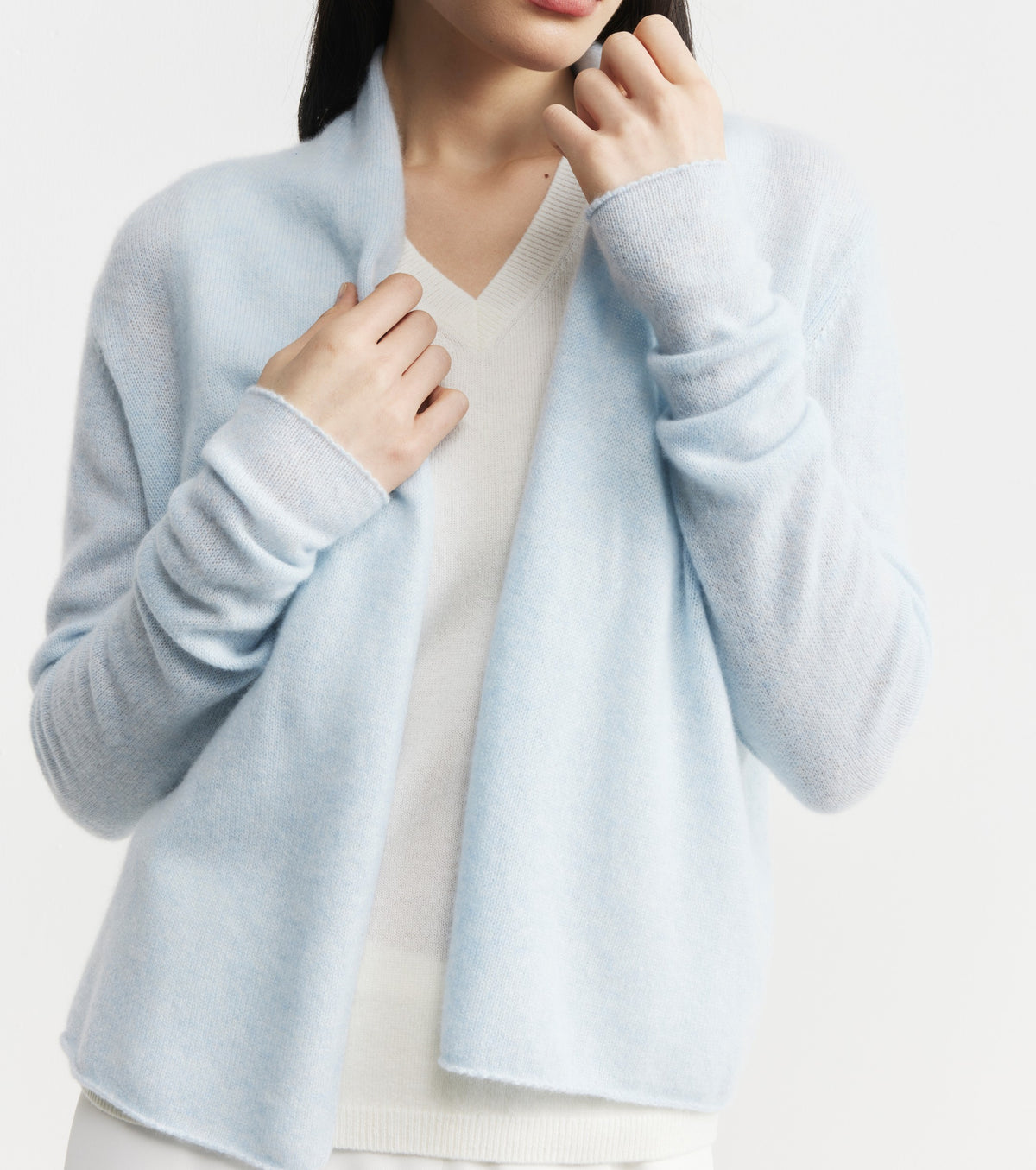 Featherweight Cashmere Cardigan - Sky Melange
