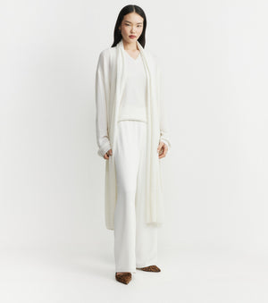 Featherweight Cashmere Longline Cardigan - White