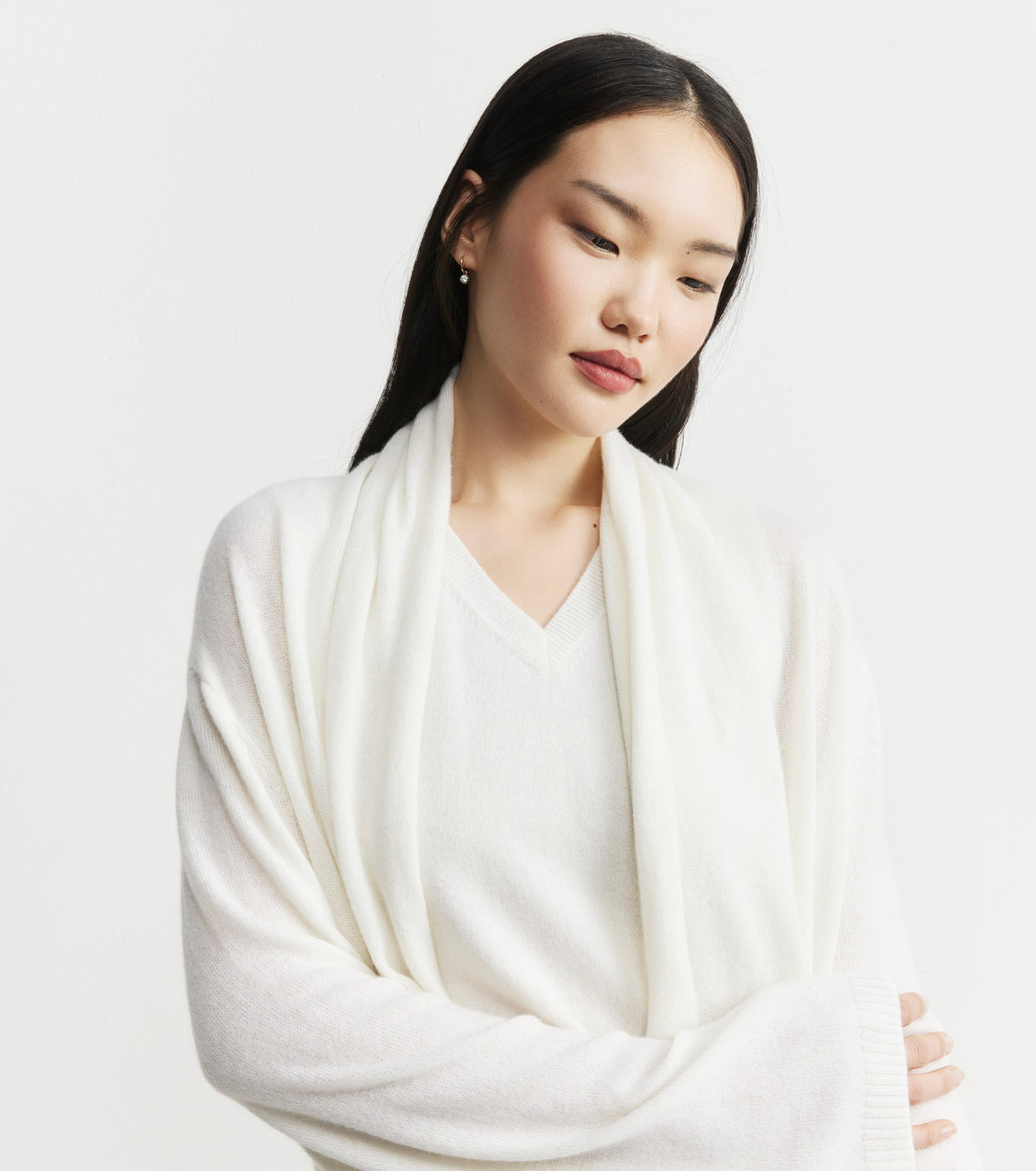 Featherweight Cashmere Longline Cardigan - White