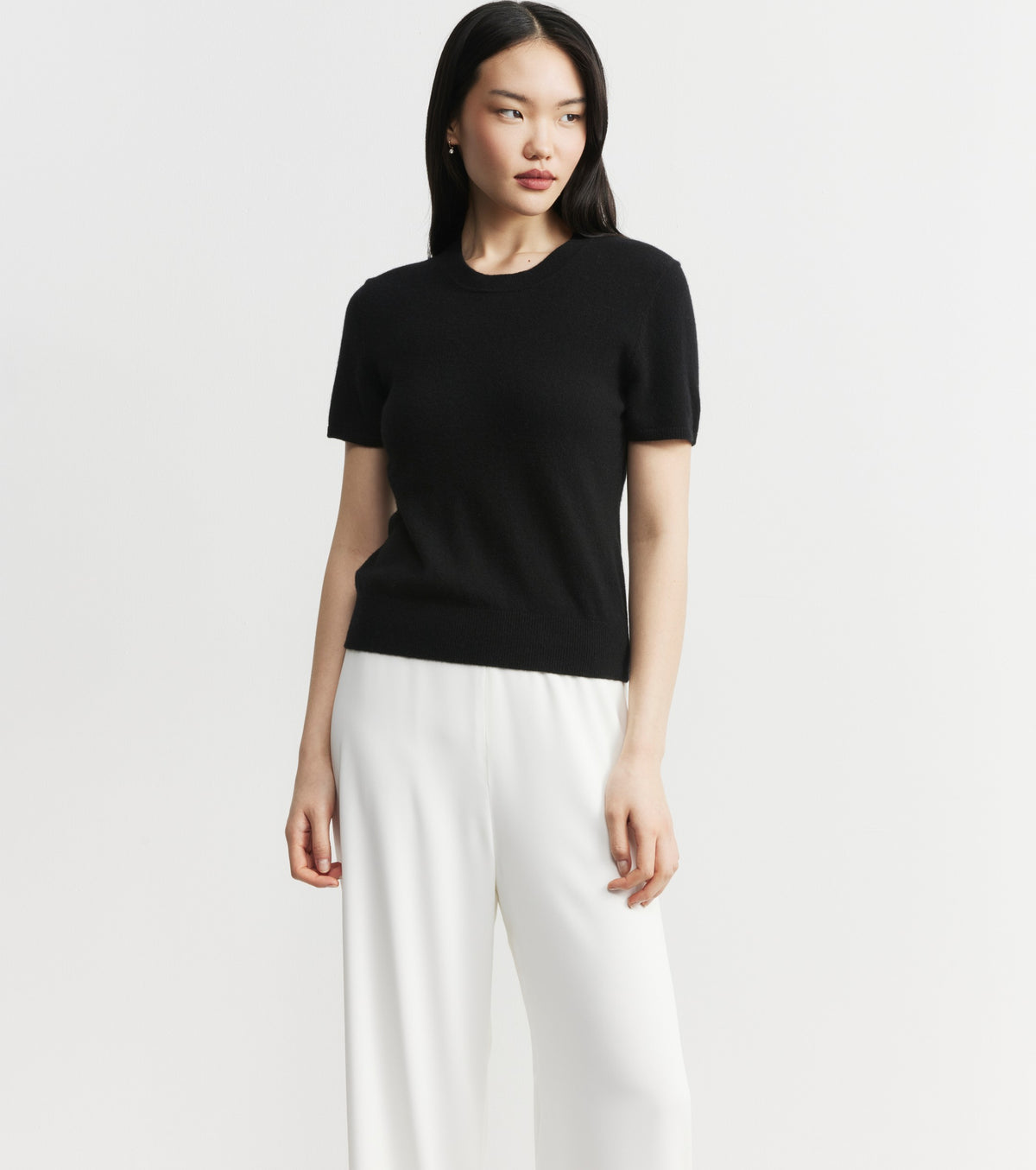 Cashmere Slim Fit Tee - Black